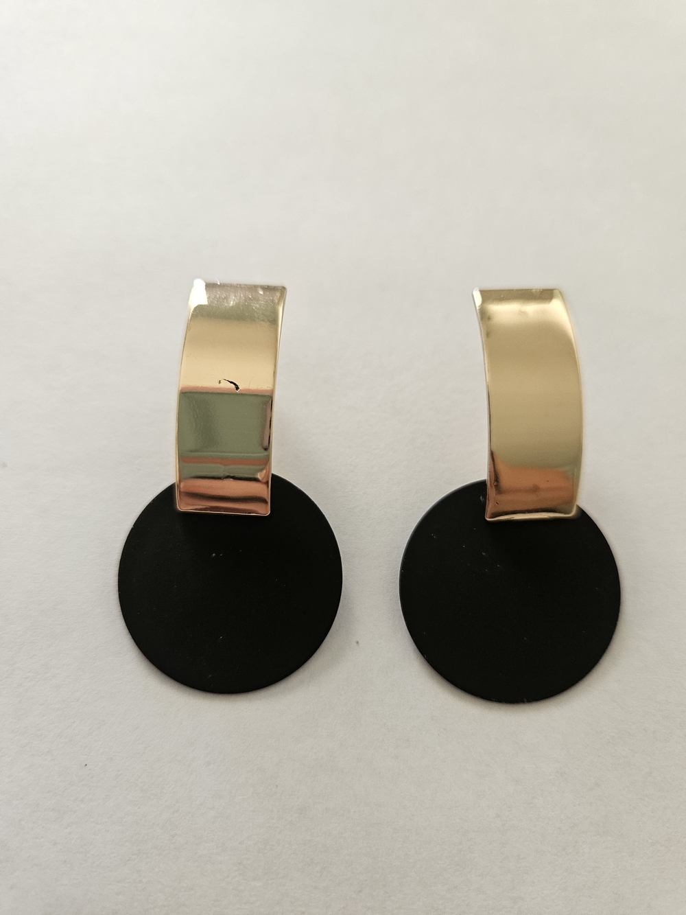 Golden and Black Drop Earrings Modern Contemporary Maximalism Business Casual - Picture 2 of 6